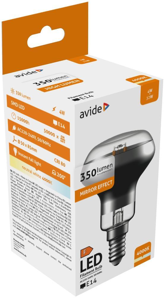 Avide LED Filament R50 4W E14 160 NW 4000K - Avide