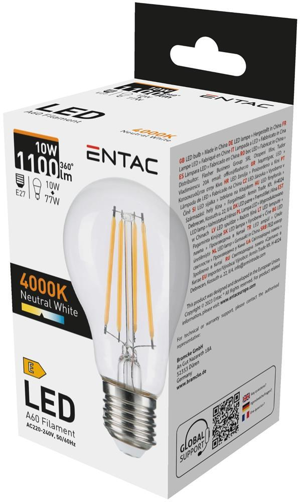 Entac LED Filament A60 10W E27 NW 4000K - Entac