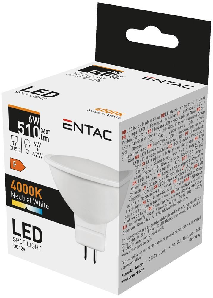 Entac LED Spot 6W GU5.3 12V NW 4000K - Entac