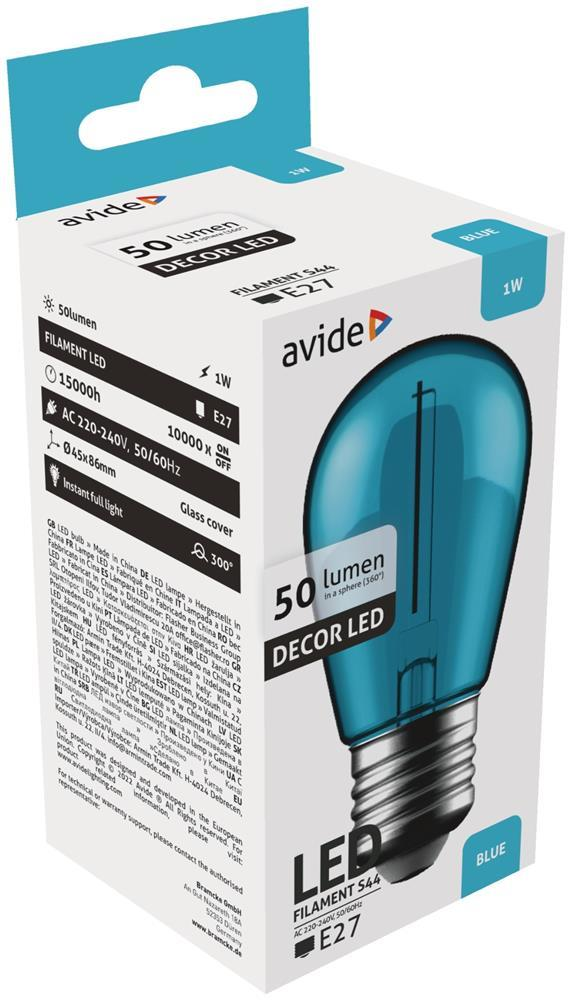 Avide Decor LED Filament bulb 1W E27 Blå - Avide