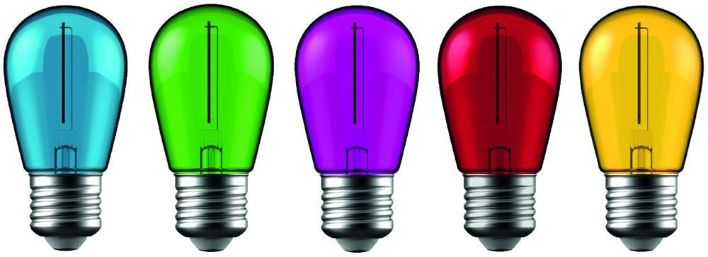 Avide Decor LED Filament bulb 1W E27 (Grøn/Blå/Gul/Rød/Lilla) - Avide
