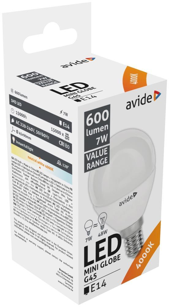 Avide Value LED Mini Globe E14 7W NW 4000K - Avide