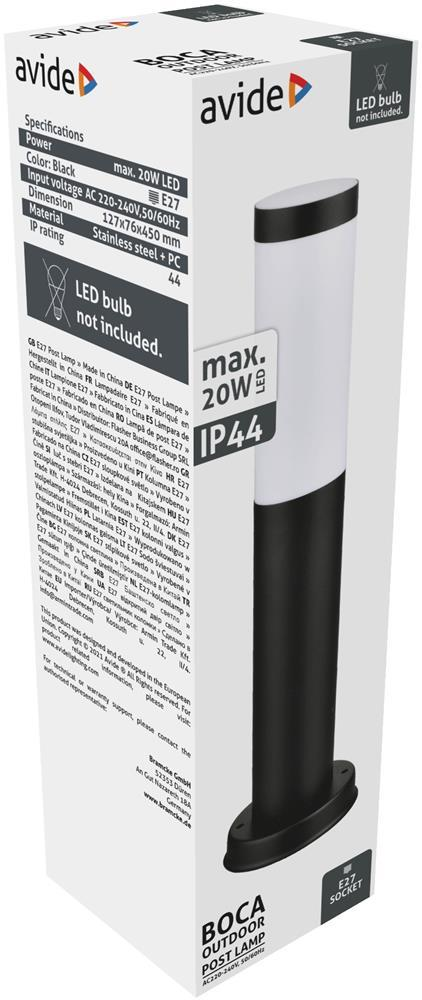 Avide Udendørs-pælelampe Boca 1xE27 450mm IP44 Sort - Avide
