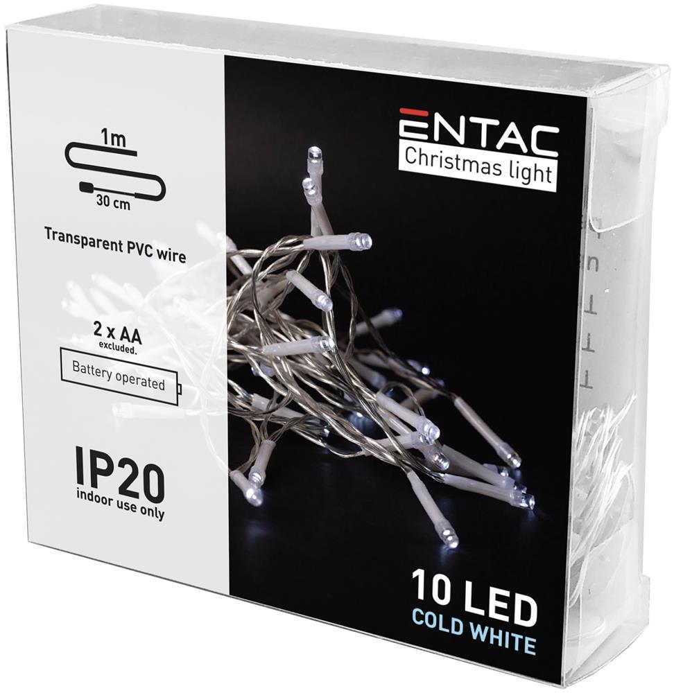 Entac Christmas Indoor 10 LED Light CW 1,3m (2AA undtagen) - Entac