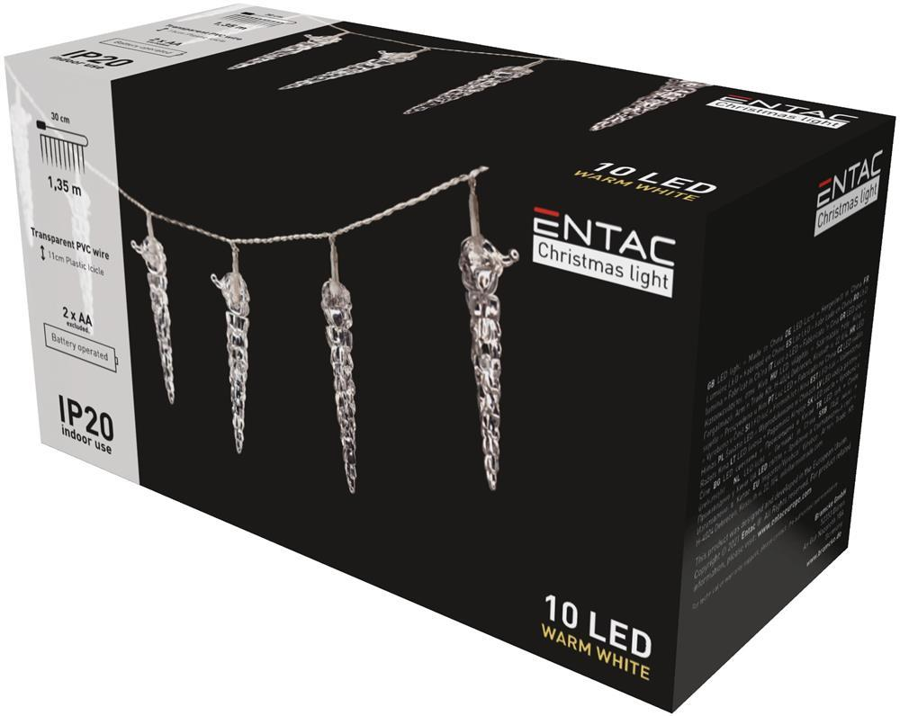 Entac Christmas Indoor Plastic Icicle 11cm 10LED 1,65m (2AA undtagen) - Entac