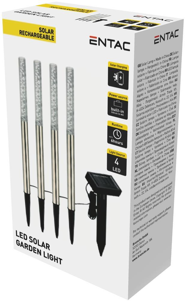 Entac Garden Solar Lamp 47cm Rustfrit Stål 4 LED - Entac