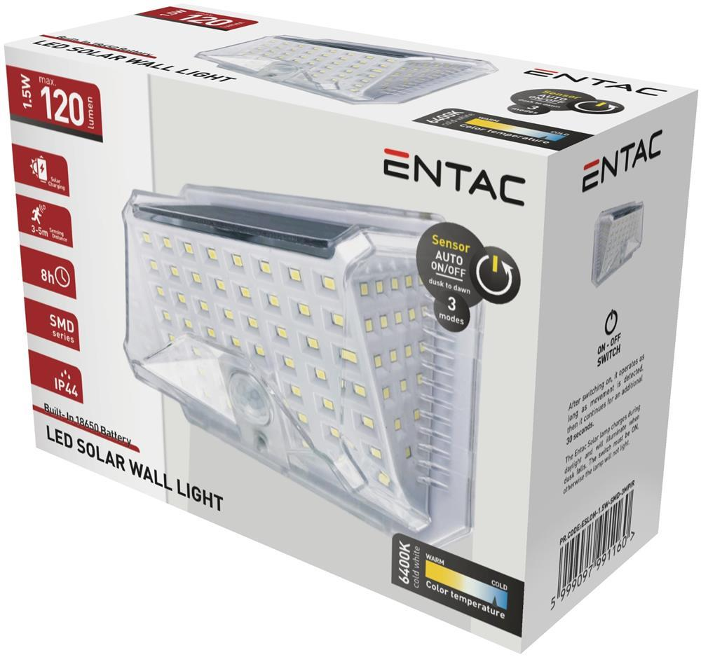 Entac Solar Plastic Lamp 1.5W SMD 3 Modi PIR - Entac