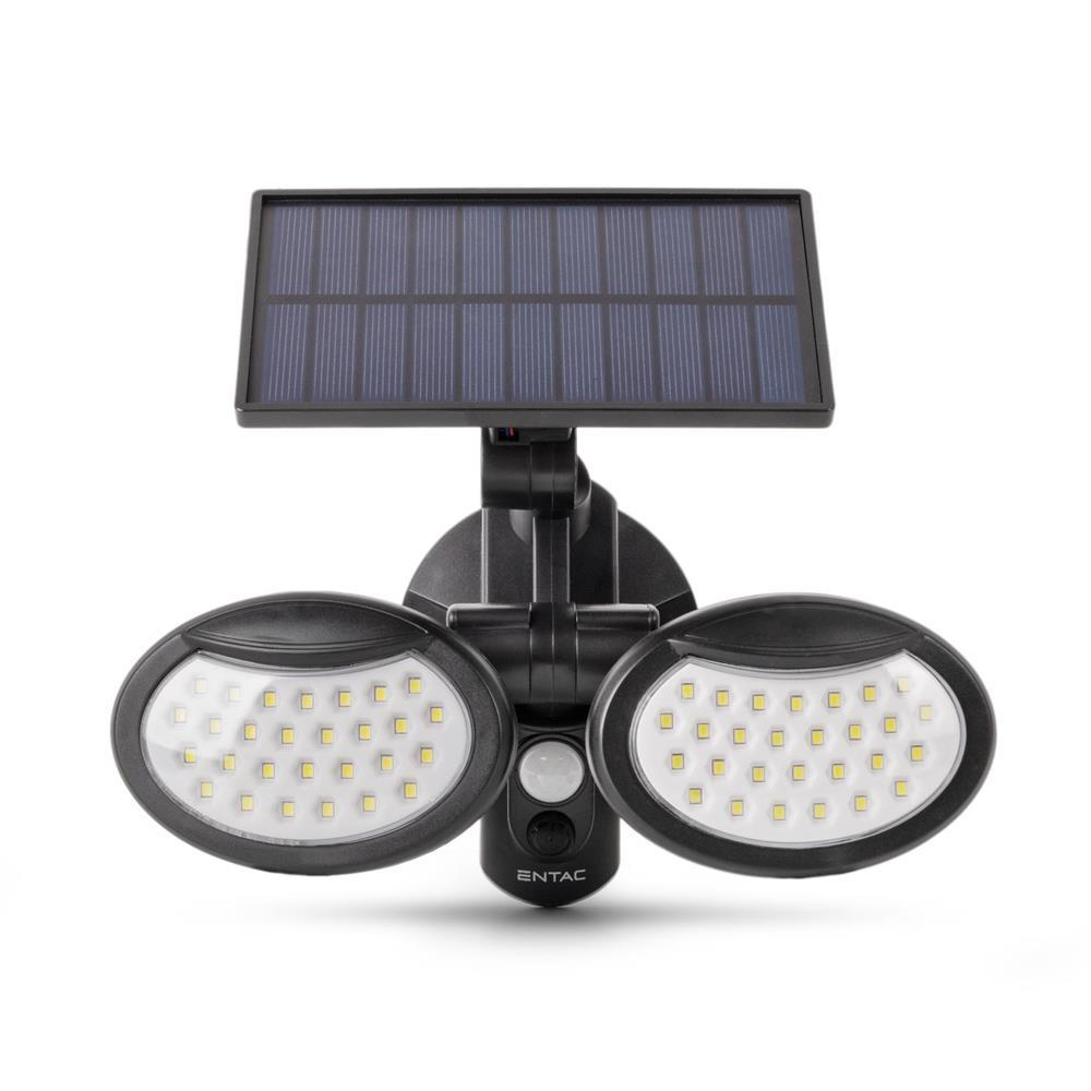 Entac Solar Plastic Væglampe 10W SMD 2-hoved med PIR - Entac
