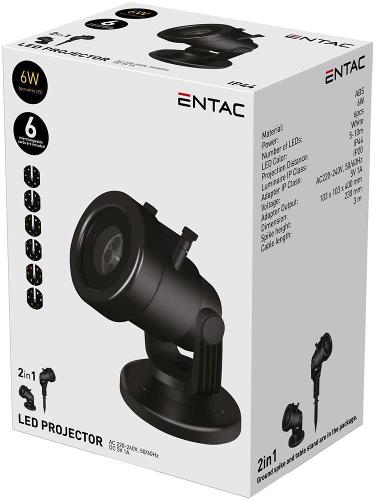 Entac LED Projektorlampe 6*1W + 6 stk. kort 5-10m - Entac