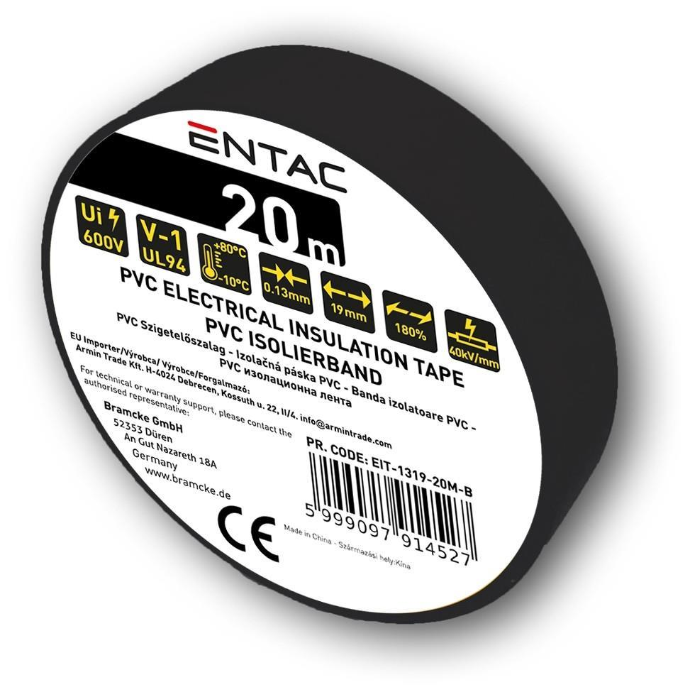 Entac Isoleringstape 0.13x19mm Sort 20m - Entac