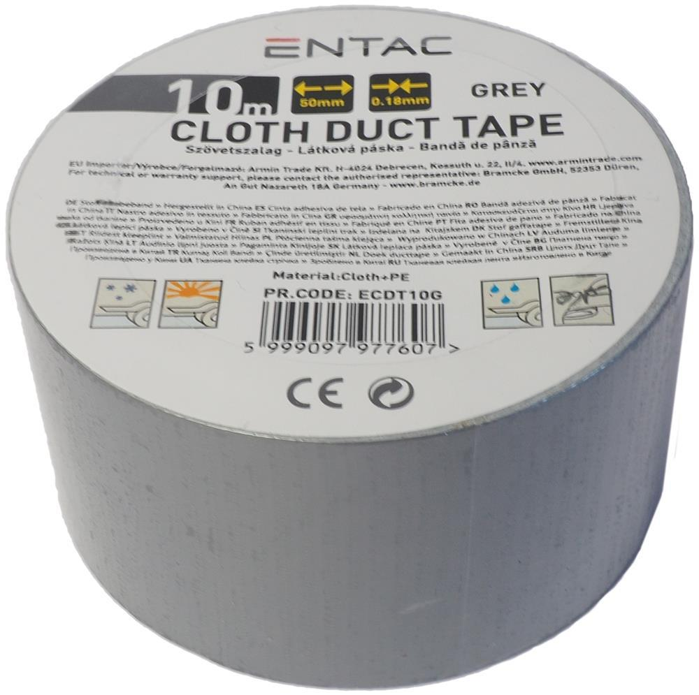 Entac Cloth Duct tape 0,18x50mm Grå 10m - Entac