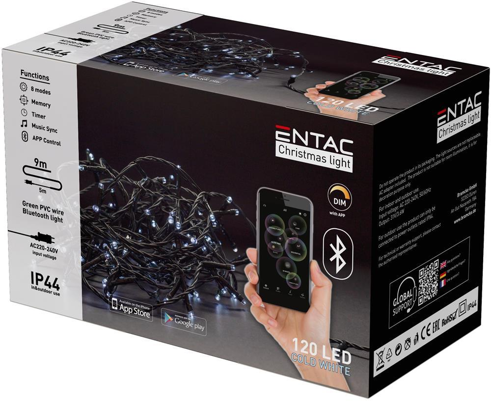 Entac Christmas IP44 Light 120 LED CW 9m med BT APP - Entac
