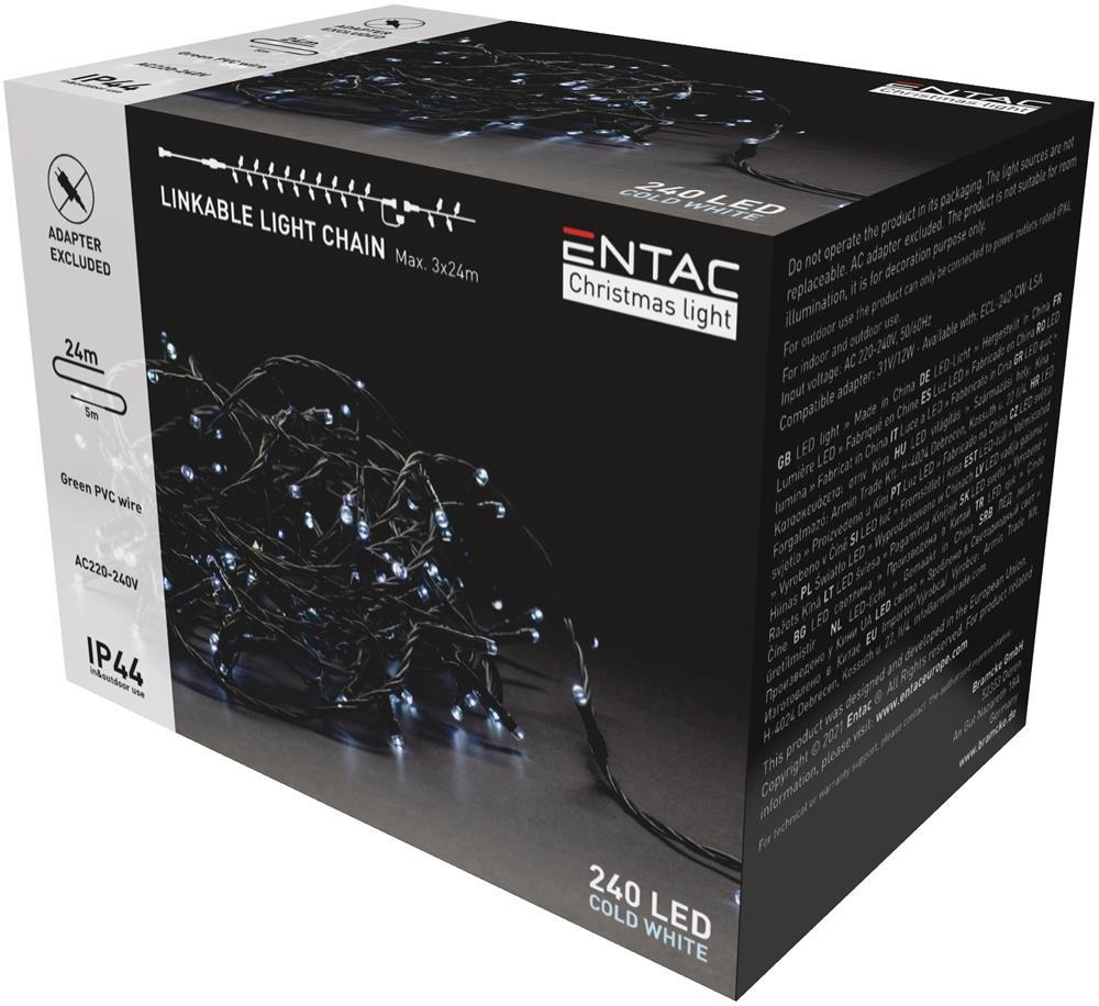 Entac Christmas IP44 240 LED Linkable Light CW 24m uden adapter - Entac