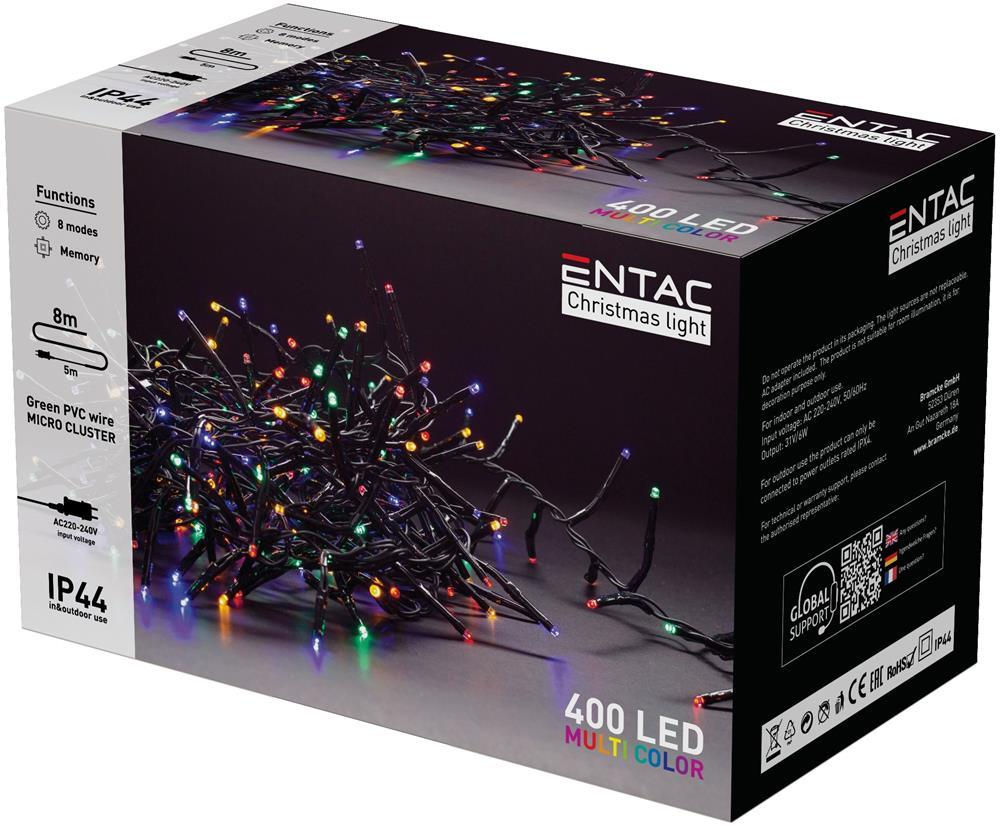 Entac Christmas IP44 400 LED Micro Cluster Light Multicolor 8m - Entac