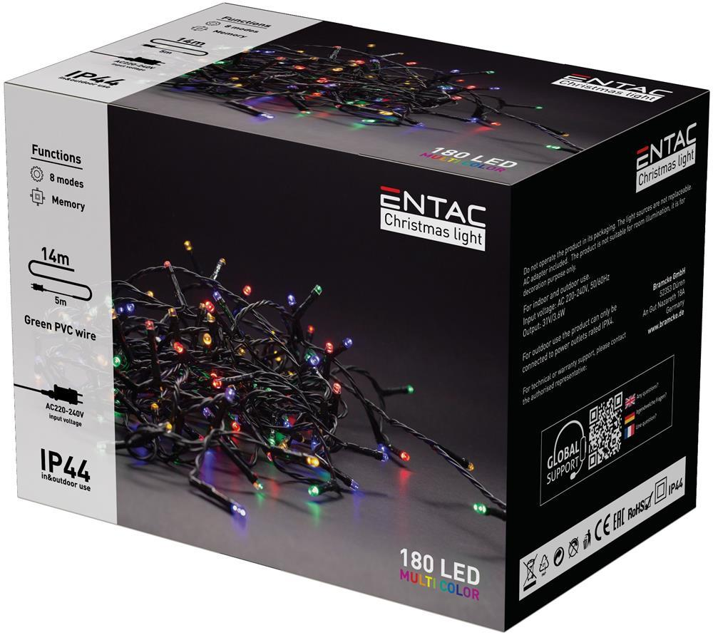 Entac Christmas IP44 180 LED-lys Flerfarvet 14m - Entac