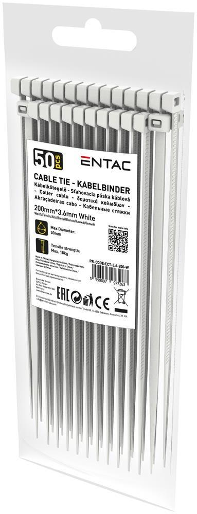 Entac Kabelbinder 3,6mmx200mm Hvid - Entac