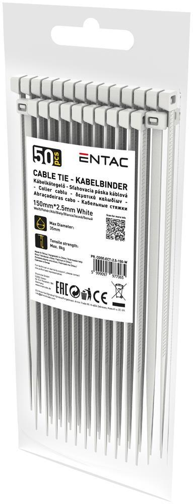 Entac Kabelbinder 2.5mmx150mm Hvid - Entac