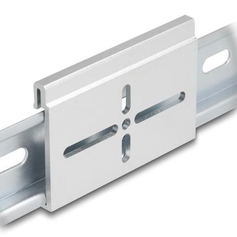 Delock Aluminiummonteringklips til DIN-skinne 70,0 x 47,8 mm sølv