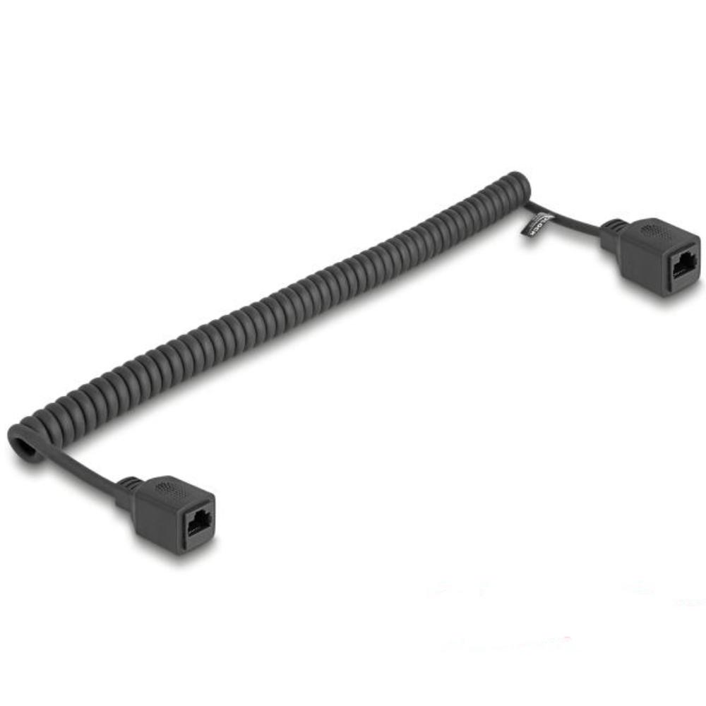 Delock RJ45 Spiralkabel Hun til Hun Cat.5e UTP 0,5 m til 1 m sort