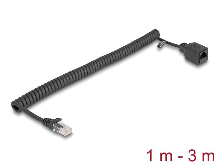 Delock RJ45 Spiralkabel Stik til Stik Cat.5e UTP 1 m til 3 m sort