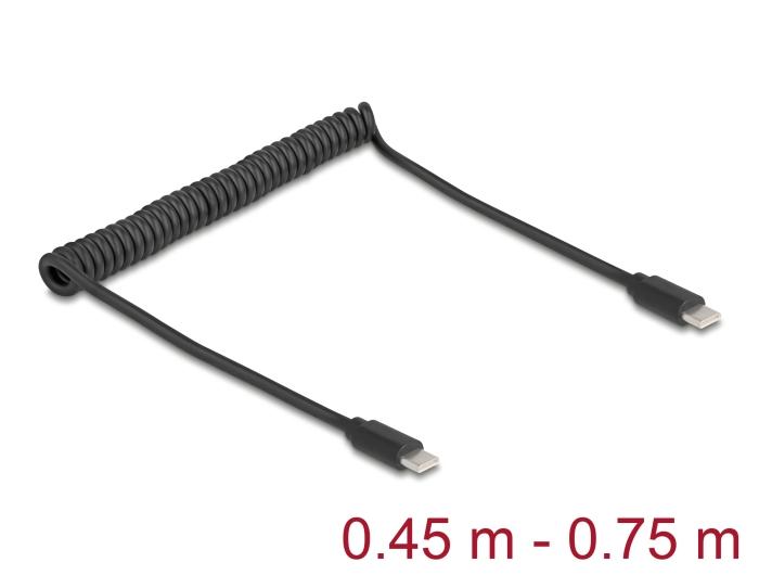 Delock USB 2.0 Type-C™ Spiralkabel Stik til Stik 0,45 m til 0,75 m