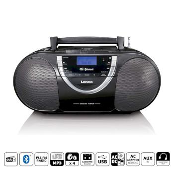 Bærbar DAB+ og FM-radio med CD-kassette og Bluetooth Sort - Lenco