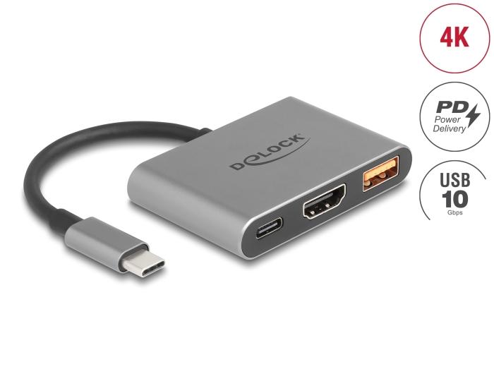 Delock USB Type-C™ Adapter til HDMI 4K 30 Hz med USB type-A og USB Type-C