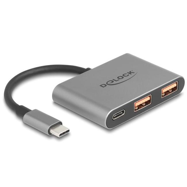 Delock 3-ports USB-hub 10 Gbps med USB Type-C™ til 1 x USB Type-C™ + 2 x