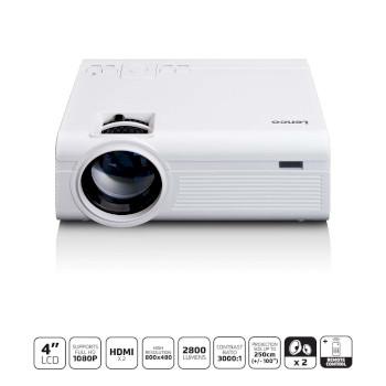LCD-projektor med høj opløsning, understøtter Full HD 1080P indhold Hvid - Lenco