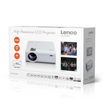 LCD-projektor med høj opløsning, understøtter Full HD 1080P indhold Hvid - Lenco