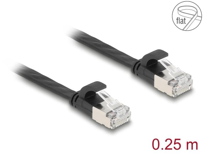Delock RJ45 fladkabel patchkabel Stik til Stik Cat.6A 0,25 m sort