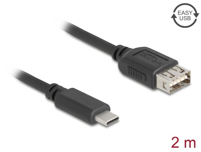 Delock USB 2.0 Kabel USB Type-C™ Stik til EASY USB Type-A Stik 2 m