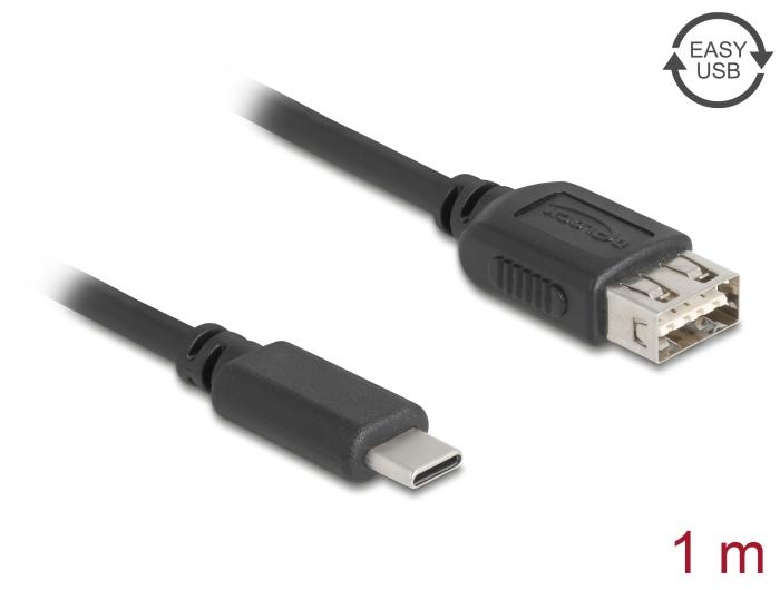 Delock USB 2.0 Kabel USB Type-C™ Stik til EASY USB Type-A Stik 1 m