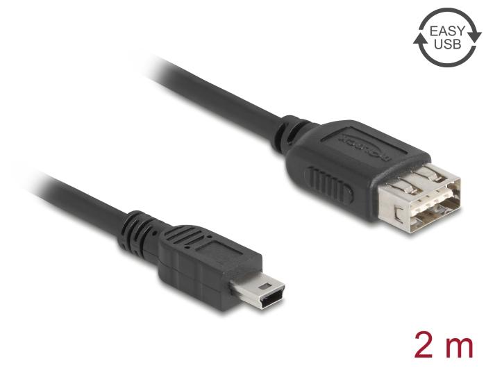Delock USB 2.0 Kabel USB Mini-B Stik til EASY USB Type-A Stik 2 m