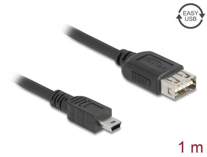 Delock USB 2.0 Kabel USB mini-B stik til EASY USB type-A stik 1 m