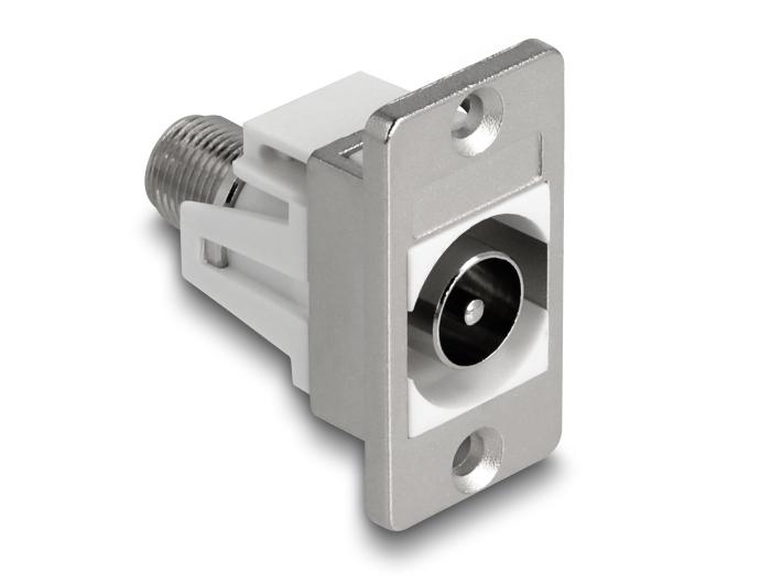 Delock Panel Mount IEC Stik til F Stik sølv/hvid