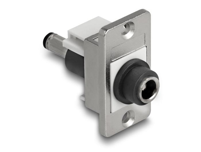 Delock Panel Mount DC 5,5 x 2,1 mm Hun til DC 5,5 x 2,5 mm Stik sølv