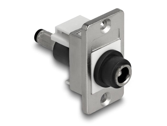 Delock Panel Mount DC 5,5 x 2,5 mm Stik til DC 5,5 x 2,5 mm Stik sølv