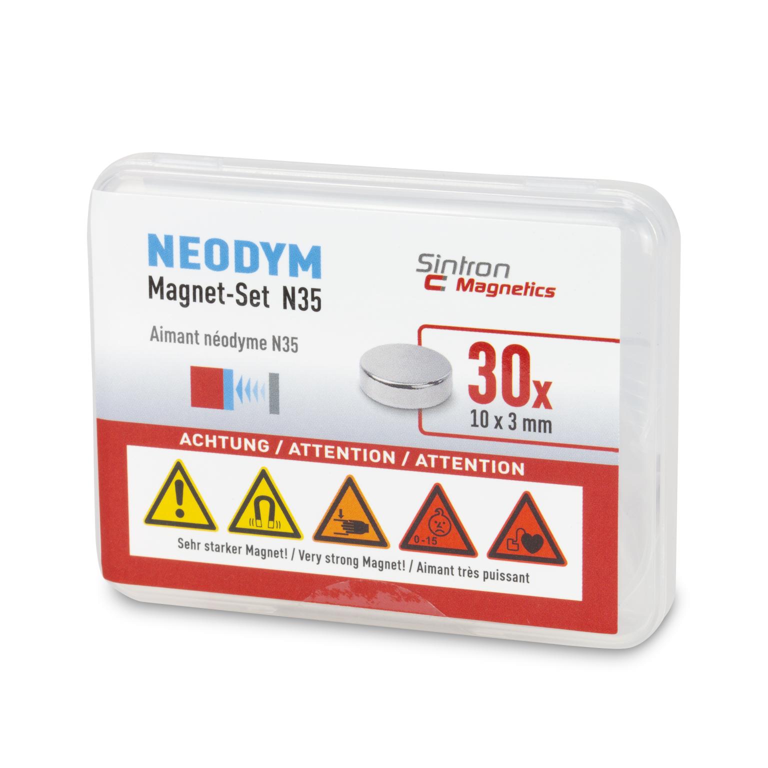 Sintron Magnetics N35 Neodymium-magnet sæt 30 stk. 10 x 3 mm
