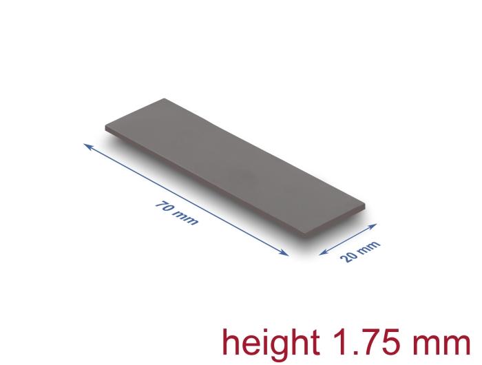 Delock Varmeleitpad 70 x 20 x 1,75 mm til M.2 moduler 3,2 W/mK - Low Oil