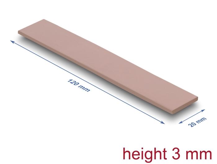Delock Wärmeleitpad 120 x 20 x 3 mm til M.2 Moduler 3,0 W/mK - silikonefri