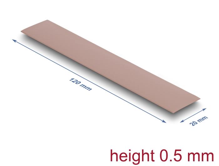 Delock Varmeledningspude 120 x 20 x 0,5 mm til M.2 Moduler 3,0 W/mK - Silikonfri