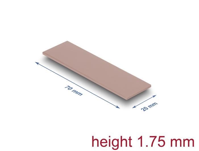 Delock Wärmeleitpad 70 x 20 x 1,75 mm til M.2 moduler 3,0 W/mK - Silikonfri