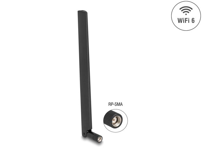 Delock WiFi 6 Antenne RP-SMA Stik 3 - 6 dBi retningsuafhængig med vippearmatur