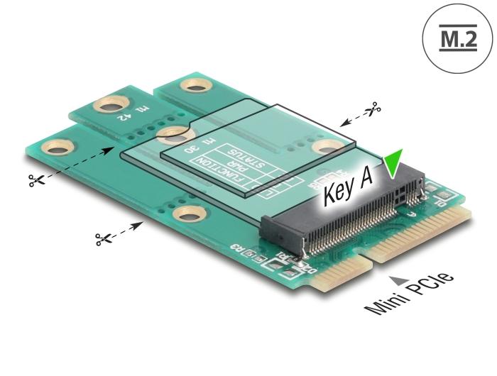 Delock Adapter Mini PCIe Stik til M.2 Key A Slot