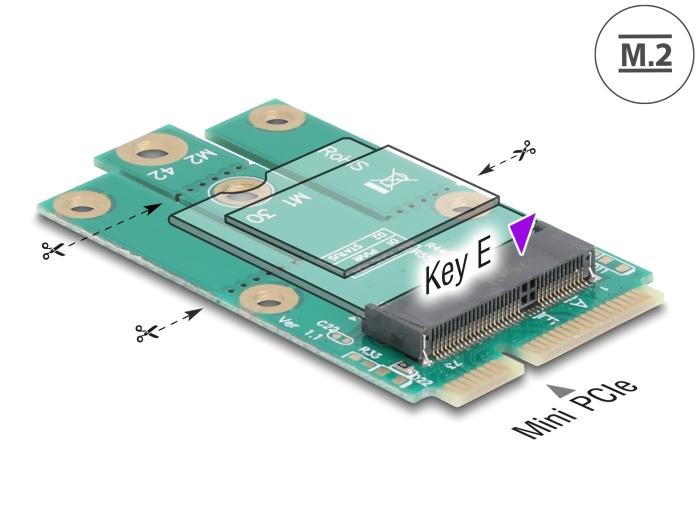 Delock Adapter Mini PCIe Stik til M.2 Key E Slot