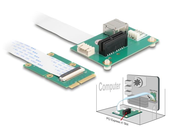 Delock Konverter Mini PCIe Stik til PCI Express x1 Slot med fleksibelt Kabel