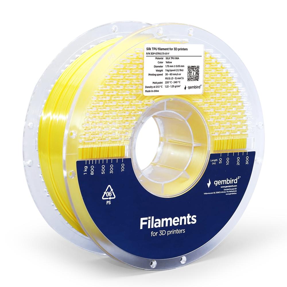 Silk TPU Filament, gul, 1,75 mm, 1 kg