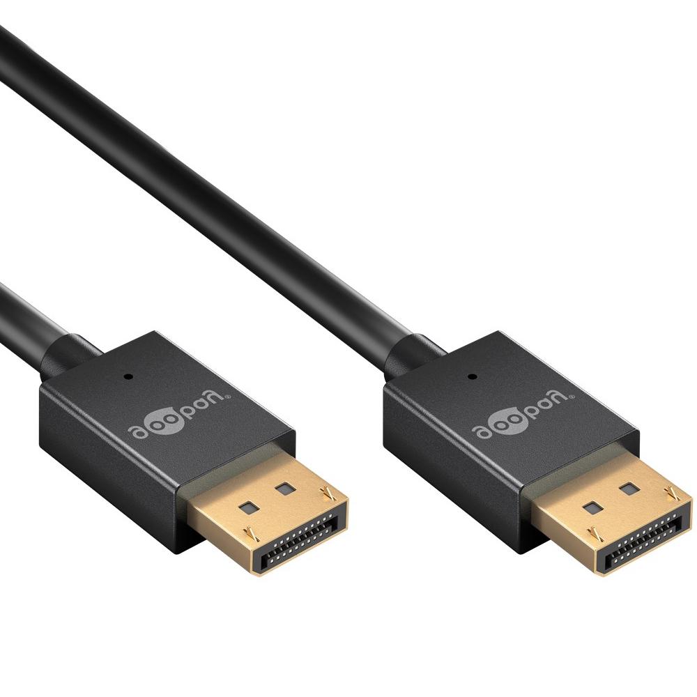 Slank DisplayPort™-kabel 2.0/2.1, 40 Gbit/s - Goobay