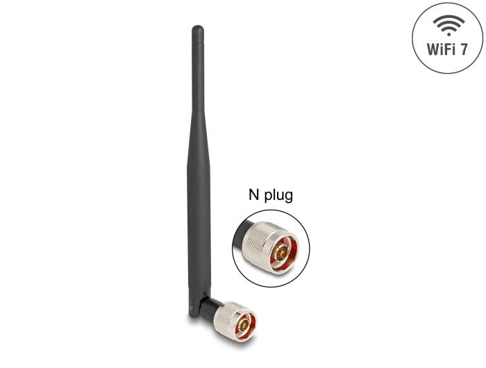 Delock WiFi 7 Antenne N-stik 2 - 3 dBi 20,6 cm retningsuafhængig med vippefunktion